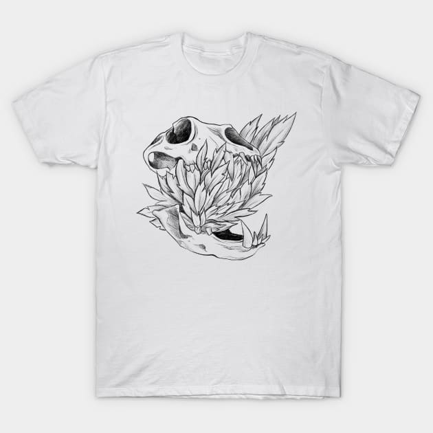 Skeleton Flowers T-Shirt by fadikiymik